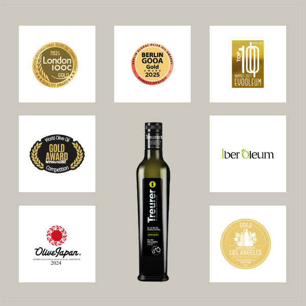 Treurer, aceite de oliva virgen extra, medalla de oro en Nueva York, Los Angeles, Berlin, Tokio