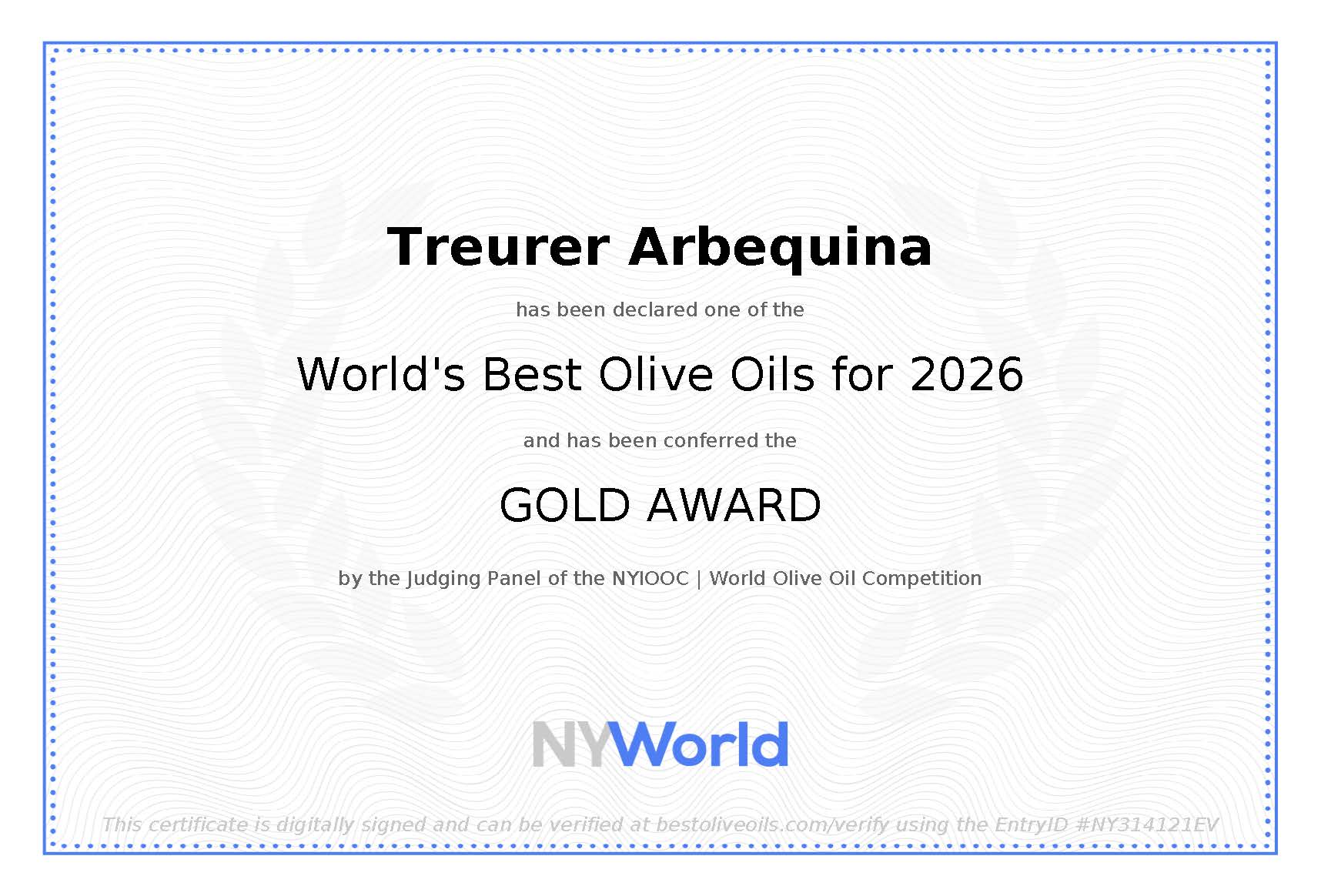 Diploma NYOOIC 2026 Treurer