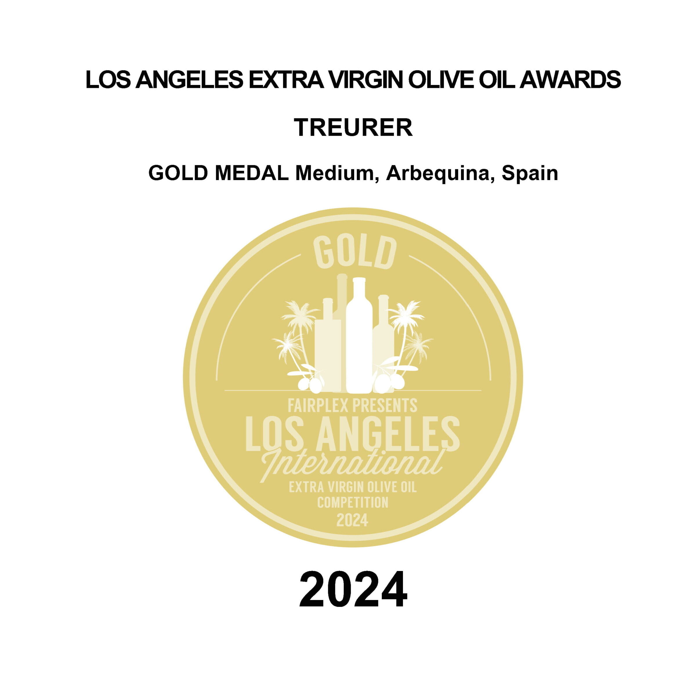 Oli Treurer, Medalla de oro en Los Angeles Extra Virgin Olive Oil Awards 2024