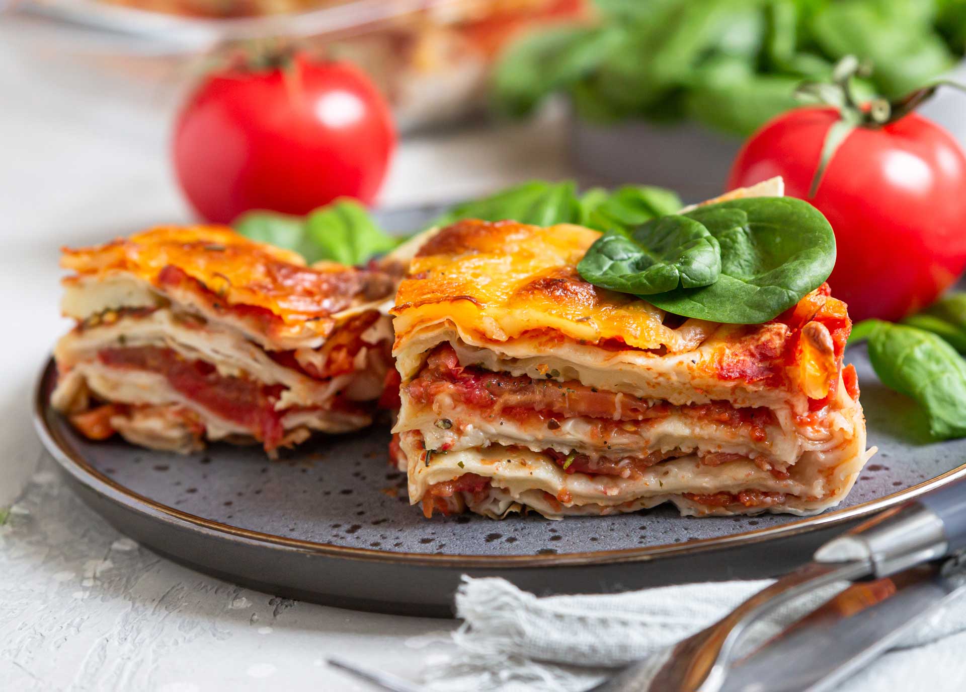 Healthy vegan lasagna with extra virgin olive oil 2 Receta de lasagna italiana vegana